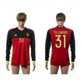 Belgium #31 Tilemans Red Home Long Sleeves Soccer Country Jersey