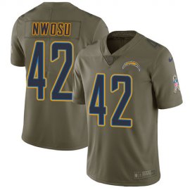 Nike Los Angeles Chargers #42 Uchenna Nwosu Olive Mens Stitched NFL Limited 2017 Salute To Service Jersey