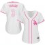 Los Angeles Dodgers #3 Chris Taylor White/Pink Fashion Womens Stitched MLB Jersey