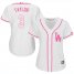 Los Angeles Dodgers #3 Chris Taylor White/Pink Fashion Womens Stitched MLB Jersey