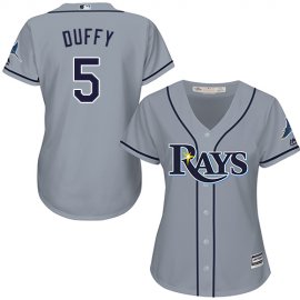 Tampa Bay Rays #5 Matt Duffy Grey Road Womens Stitched MLB Jersey