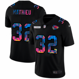 Kansas City Chiefs #32 Tyrann Mathieu Mens Nike Multi-Color Black 2020 NFL Crucial Catch Vapor Untouchable Limited Jersey