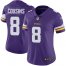 Nike Minnesota Vikings #8 Kirk Cousins Purple Team Color Womens Stitched NFL Vapor Untouchable Limited Jersey