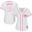 Cincinnati Reds #19 Joey Votto White/Pink Fashion Womens Stitched MLB Jersey