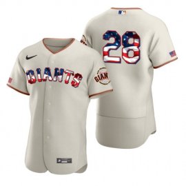 San Francisco Giants #28 Buster Posey Mens Nike Cream Fluttering USA Flag Limited Edition Authentic MLB Jersey