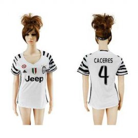 Womens Juventus #4 Caceres Sec Away Soccer Club Jersey