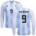 Argentina #9 Kun Aguero Home Long Sleeves Soccer Country Jersey
