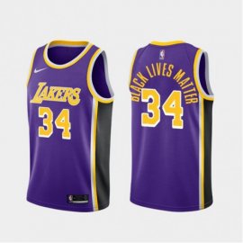 Los Angeles Lakers #34 Shaquille ONeal BLM Jersey Puprle