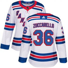 Adidas New York Rangers #36 Mats Zuccarello White Road Authentic Womens Stitched NHL Jersey