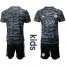 Leicester City Blank Black Goalkeeper Kid Soccer Club Jersey