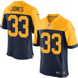 Nike Green Bay Packers #33 Aaron Jones Navy Blue Alternate Mens Stitched NFL New Elite Jersey