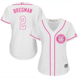Houston Astros #2 Alex Bregman White/Pink Fashion Womens Stitched MLB Jersey
