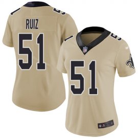 Nike New Orleans Saints #51 Cesar Ruiz Gold Womens Stitched NFL Limited Inverted Legend Jersey
