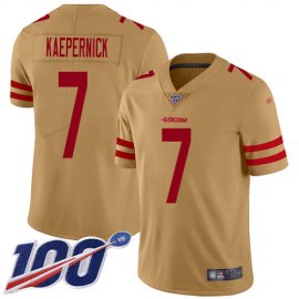 Nike San Francisco 49ers #7 Colin Kaepernick Gold Mens Stitched NFL Limited Inverted Legend 100th Season Jersey