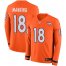 Nike Denver Broncos #18 Peyton Manning Orange Team Color Mens Stitched NFL Limited Therma Long Sleeve Jersey