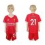 Liverpool #21 Lucas Red Home Kid Soccer Club Jersey