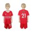 Liverpool #21 Lucas Red Home Kid Soccer Club Jersey