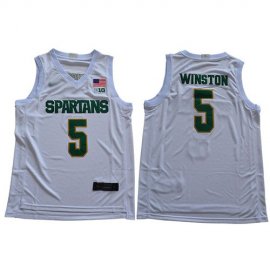 Michigan State Spartans #5 Cassius Winston White 2019 Basketball Stitched College Jersey