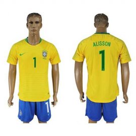 Brazil #1 Alisson Home Soccer Country Jersey