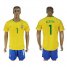 Brazil #1 Alisson Home Soccer Country Jersey