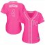 Kansas City Royals #4 Alex Gordon Pink Fashion Womens Stitched MLB Jersey