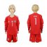 Germany #1 Neuer Red Goalkeeper Long Sleeves Kid Soccer Country Jersey