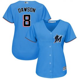 Miami Marlins #8 Andre Dawson Blue Alternate Womens Stitched MLB Jersey