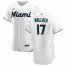Miami Marlins #17 Chad Wallach Mens Nike White Home 2020 Authentic Player MLB Jersey