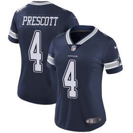Nike Dallas Cowboys #4 Dak Prescott Navy Blue Team Color Womens Stitched NFL Vapor Untouchable Limited Jersey