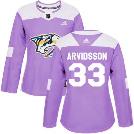 Adidas Nashville Predators #33 Viktor Arvidsson Purple Authentic Fights Cancer Womens Stitched NHL Jersey