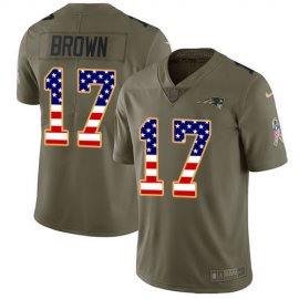Nike New England Patriots #17 Antonio Brown Olive/USA Flag Mens Stitched NFL Limited 2017 Salute To Service Jersey
