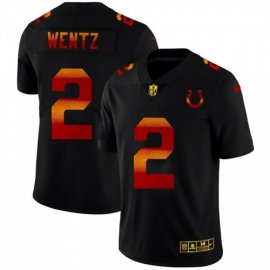 Indianapolis Colts #2 Carson Wentz Mens Black Nike Red Orange Stripe Vapor Limited NFL Jersey