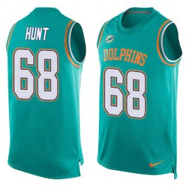 Nike Miami Dolphins #68 Robert Hunt Aqua Green Team Color Mens Stitched NFL Limited Tank Top Jersey