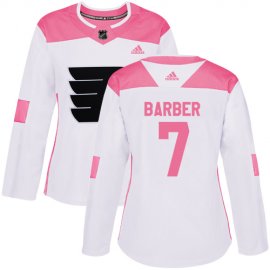 Adidas Philadelphia Flyers #7 Bill Barber White/Pink Authentic Fashion Womens Stitched NHL Jersey