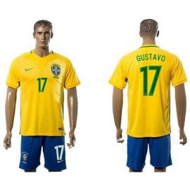 Brazil #17 Gustavo Home Soccer Country Jersey