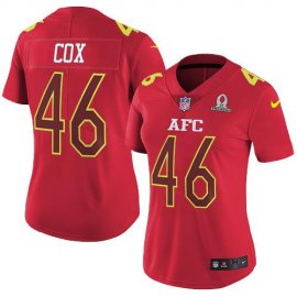 Nike Baltimore Ravens #46 Morgan Cox Red Womens Stitched NFL Limited AFC 2017 Pro Bowl Jersey