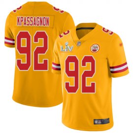 Nike Kansas City Chiefs #92 Tanoh Kpassagnon Gold Mens Super Bowl LV Bound Stitched NFL Limited Inverted Legend Jersey