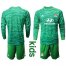 Lyon Blank Green Goalkeeper Long Sleeves Kid Soccer Club Jersey