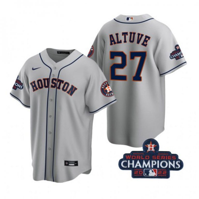 Astros 27 Jose Altuve Gray 2022 World Series Champions Cool Base Jersey Astros 27 Jose Altuve Gray 2022 World Series Champions Cool Base Jersey