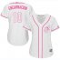 Cleveland Indians #10 Edwin Encarnacion White/Pink Fashion Womens Stitched MLB Jersey