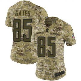 Nike Los Angeles Chargers #85 Antonio Gates Camo Womens Stitched NFL Limited 2018 Salute to Service Jersey