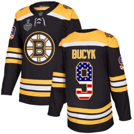 Adidas Boston Bruins #9 Johnny Bucyk Black Home Authentic USA Flag Stanley Cup Final Bound Stitched NHL Jersey