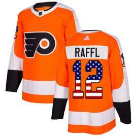 Adidas Philadelphia Flyers #12 Michael Raffl Orange Home Authentic USA Flag Stitched NHL Jersey