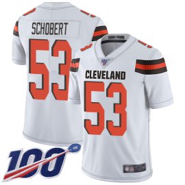 Nike Cleveland Browns #53 Joe Schobert White Mens Stitched NFL 100th Season Vapor Limited Jersey