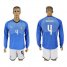 Italy #4 Darmian Blue Home Long Sleeves Soccer Country Jersey