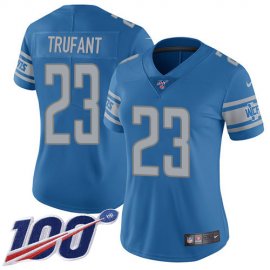Nike Detroit Lions #23 Desmond Trufant Blue Team Color Womens Stitched NFL 100th Season Vapor Untouchable Limited Jersey