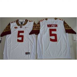 Florida State Seminoles #5 Jameis Winston White Stitched NCAA Limited Jersey