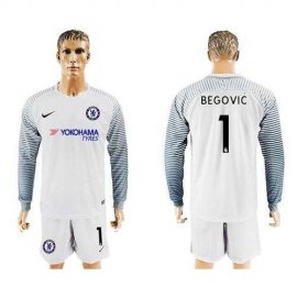 Chelsea #1 Begovic White Goalkeeper Long Sleeves Soccer Club Jersey