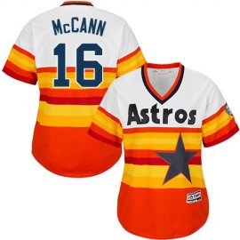 Houston Astros #16 Brian McCann White/Orange Alternate Cooperstown Womens Stitched MLB Jersey