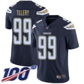 Nike Los Angeles Chargers #99 Jerry Tillery Navy Blue Team Color Mens Stitched NFL 100th Season Vapor Limited Jersey